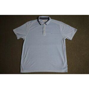 Tommy Bahama Polo Shirt Men L Blue Spread Collared Short Sleeve Logo Embroidered